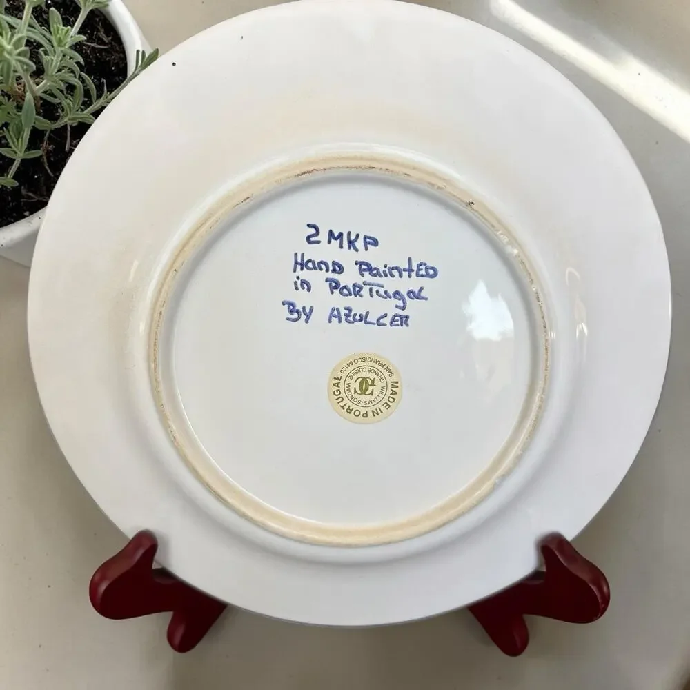 Williams Sonoma Portugal Hand Painted Salad Plates Set Of 4 Azulcer 8”
